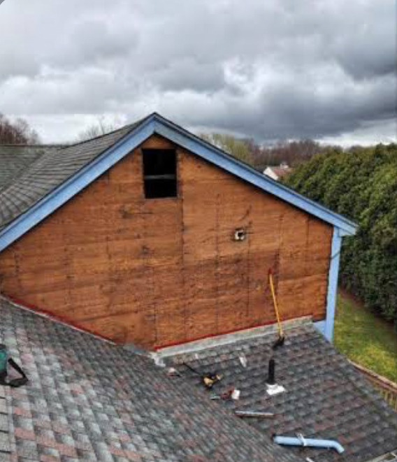 Siding project - exposed sheathing before installation