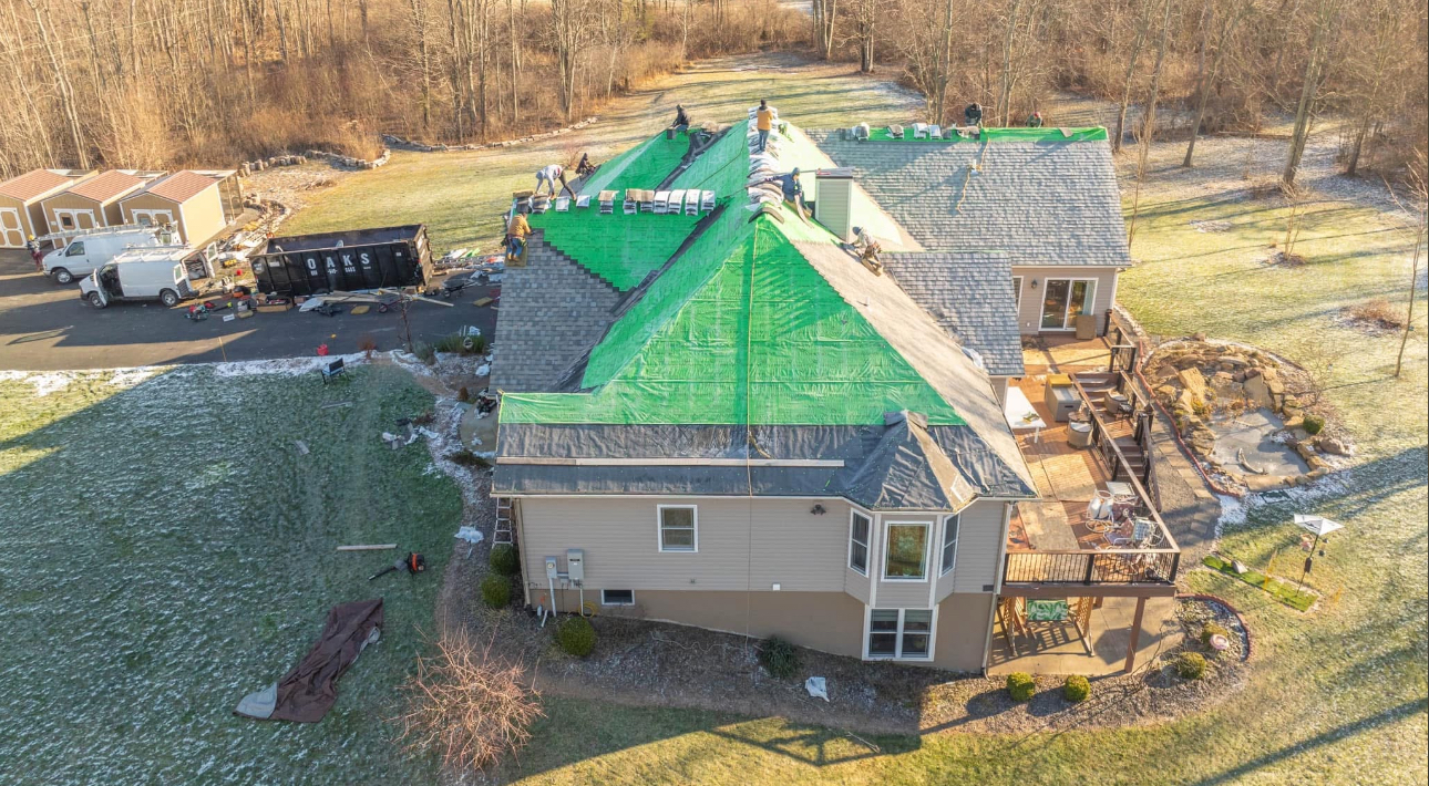 Aerial view - underlayment installation