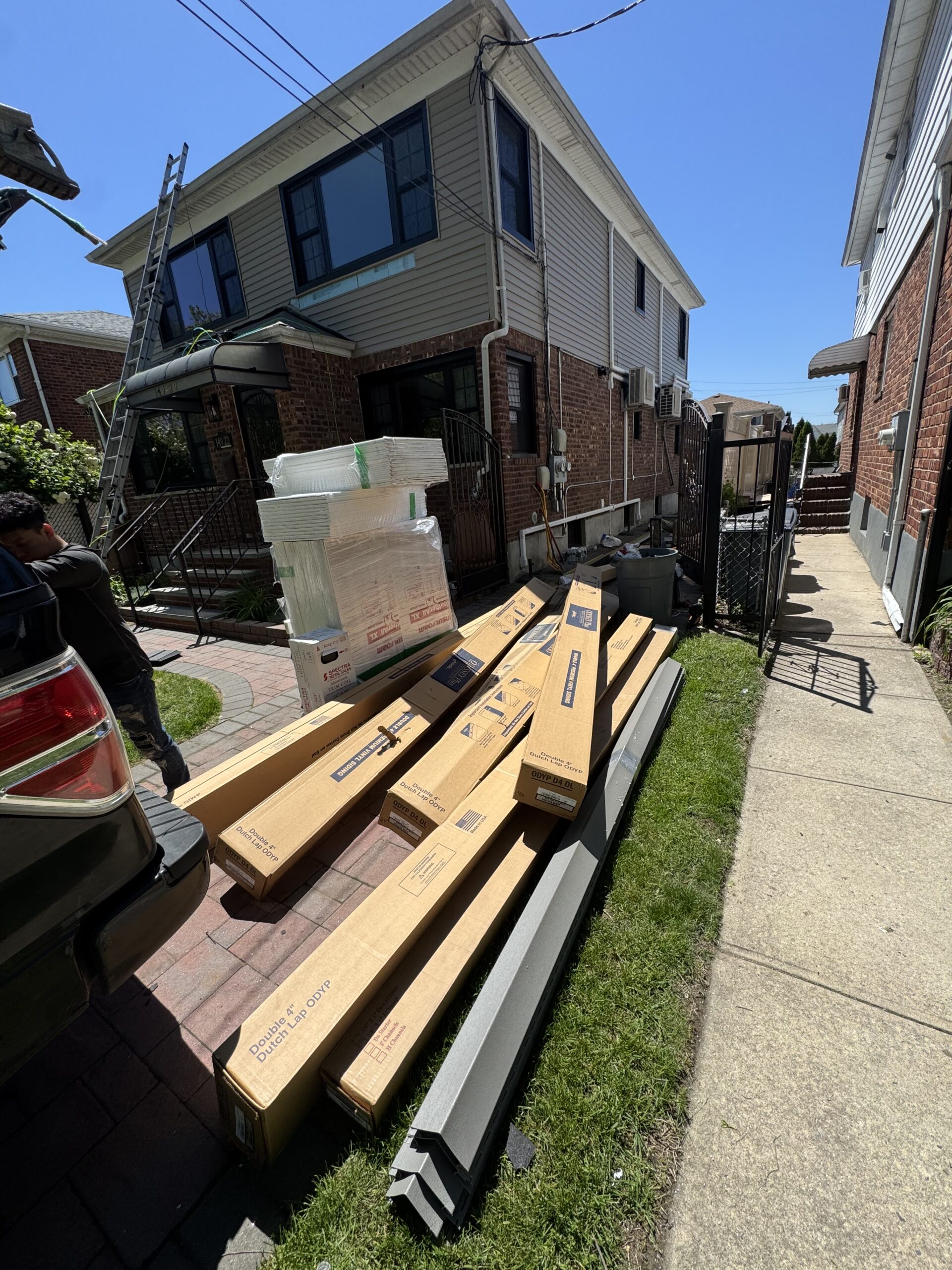 Siding materials delivered for installation